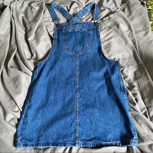 blue denim overall dress